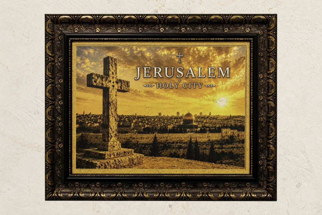 Jerusalem Holy City - Cross at Sunset