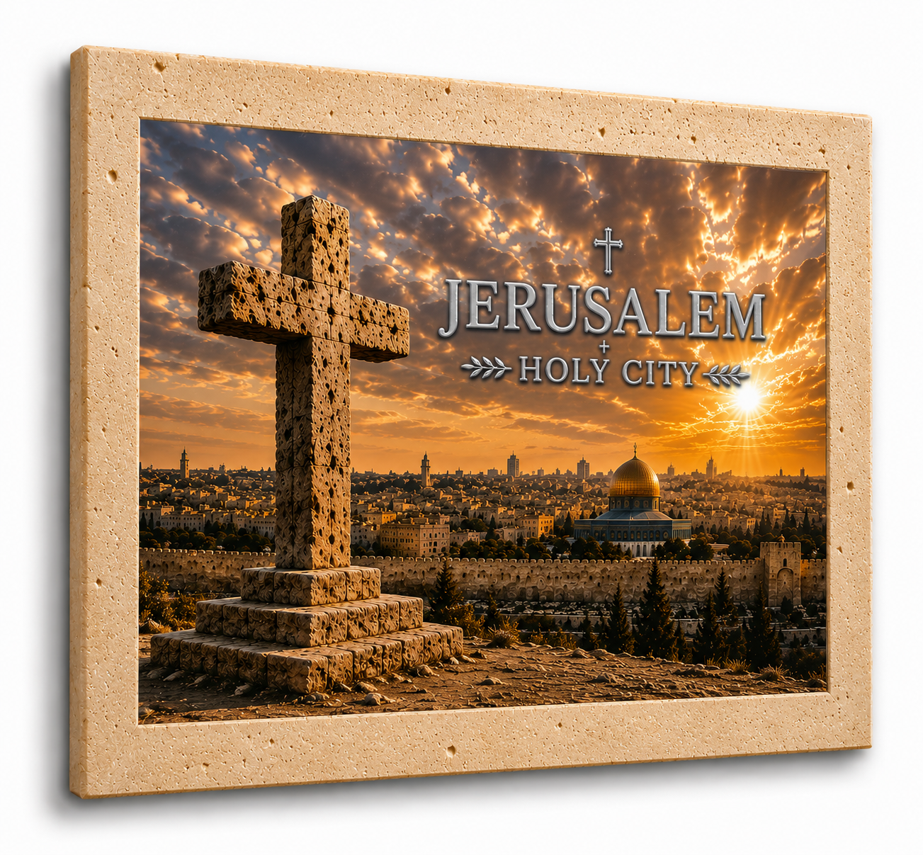 Jerusalem Holy City - Cross at Sunset