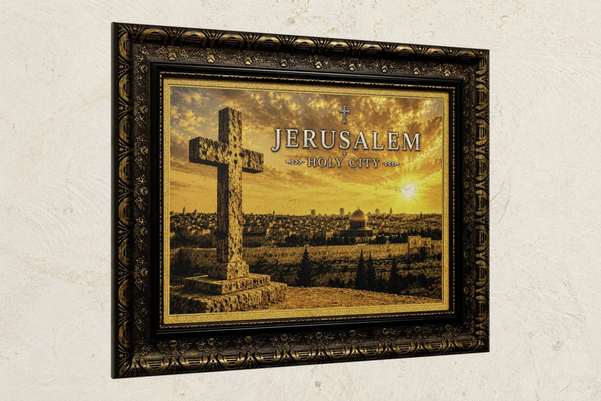 Jerusalem Holy City - Cross at Sunset