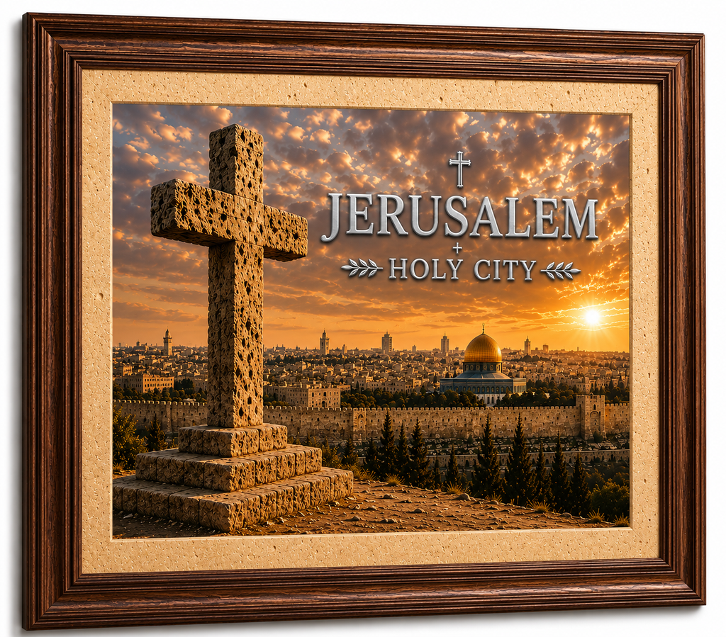 Jerusalem Holy City - Cross at Sunset