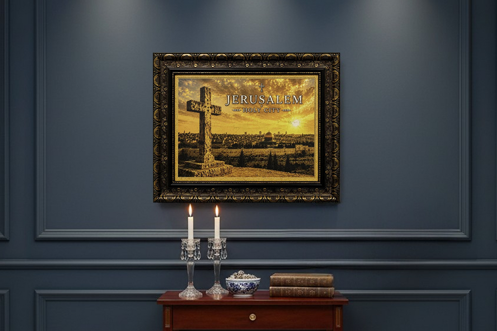 Jerusalem Holy City - Cross at Sunset