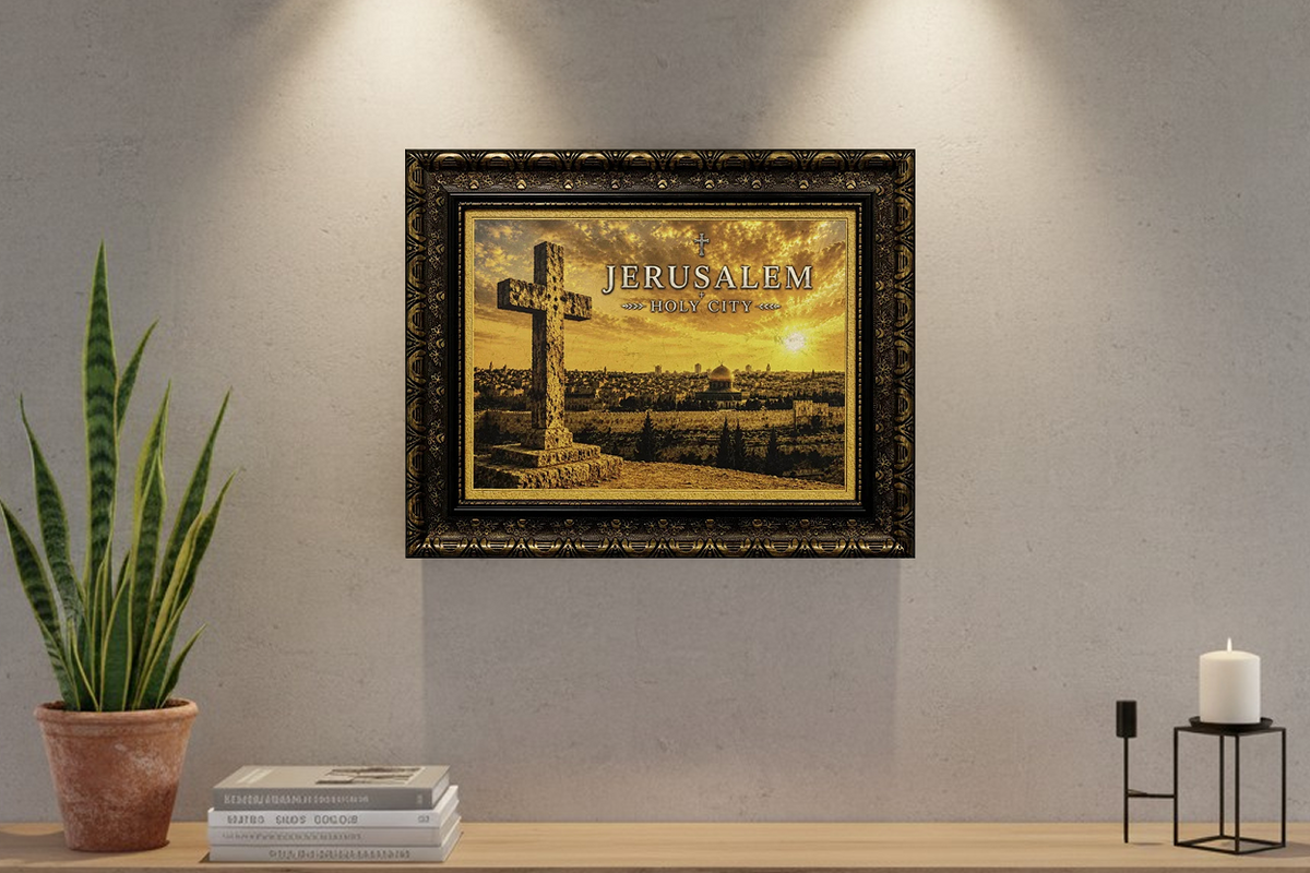 Jerusalem Holy City - Cross at Sunset