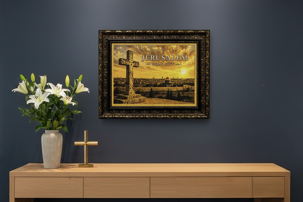 Jerusalem Holy City - Cross at Sunset