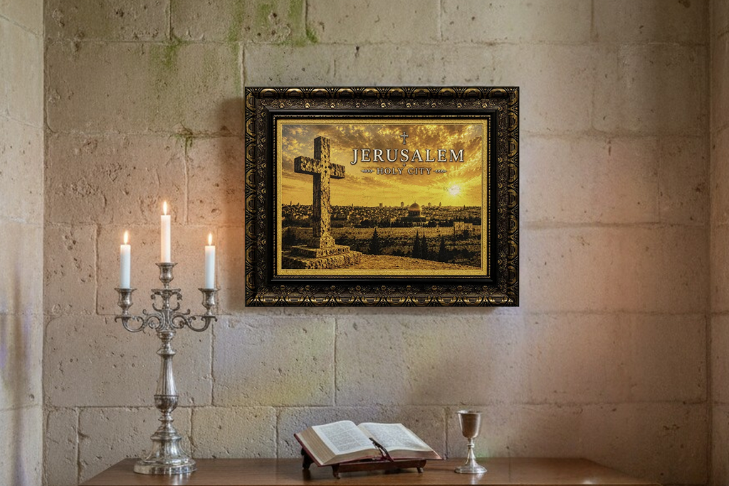 Jerusalem Holy City - Cross at Sunset