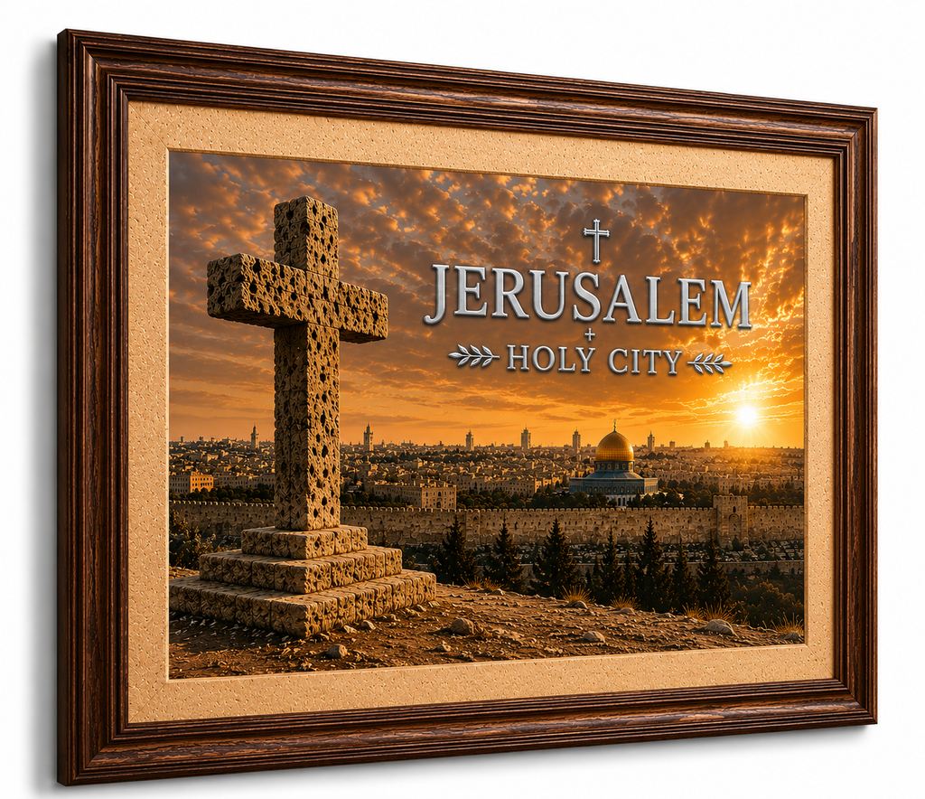 Jerusalem Holy City - Cross at Sunset