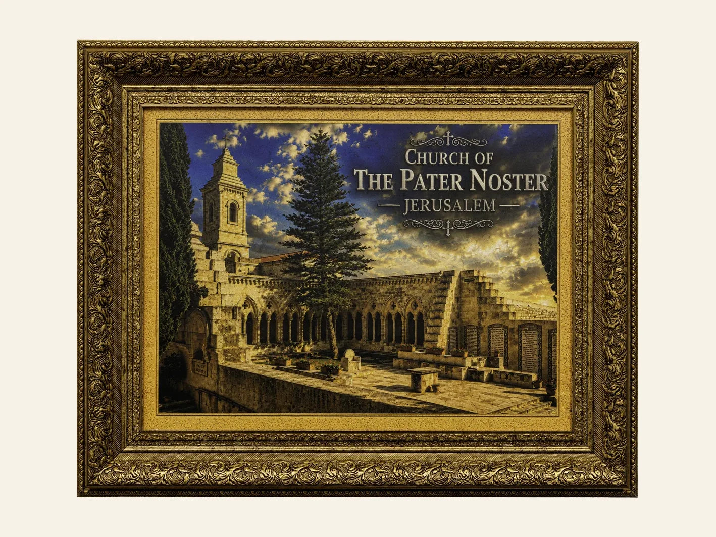 Church of the Pater Noster – Jerusalem Stone Wall Art - framed Jerusalem stone wall art