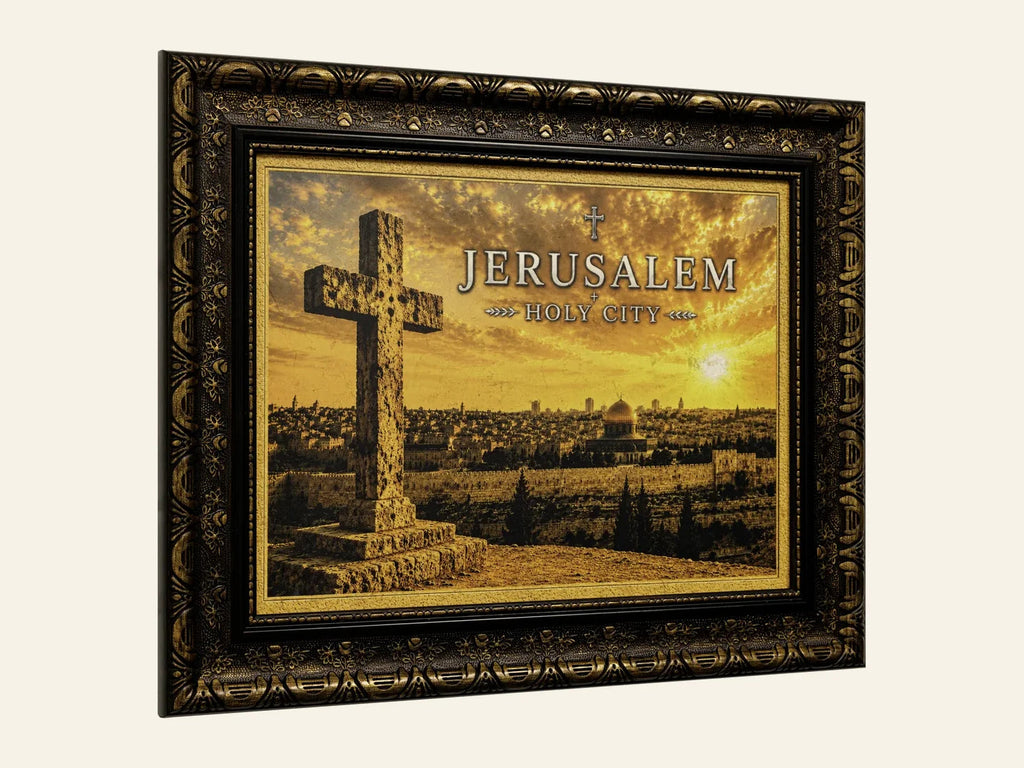 Jerusalem Holy City - Cross at Sunset - side view