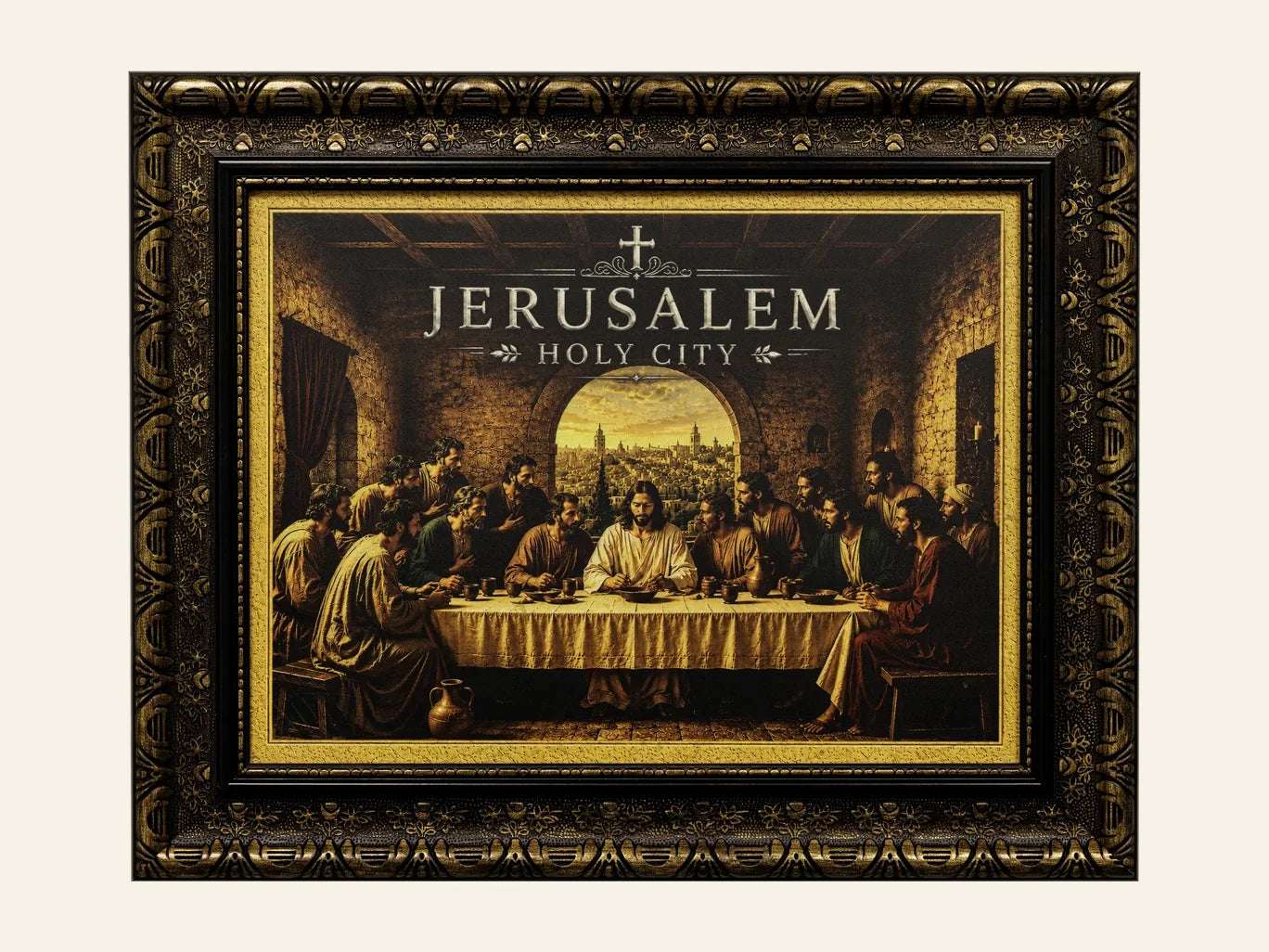 The Last Supper – Jerusalem Holy City - framed Jerusalem stone wall art