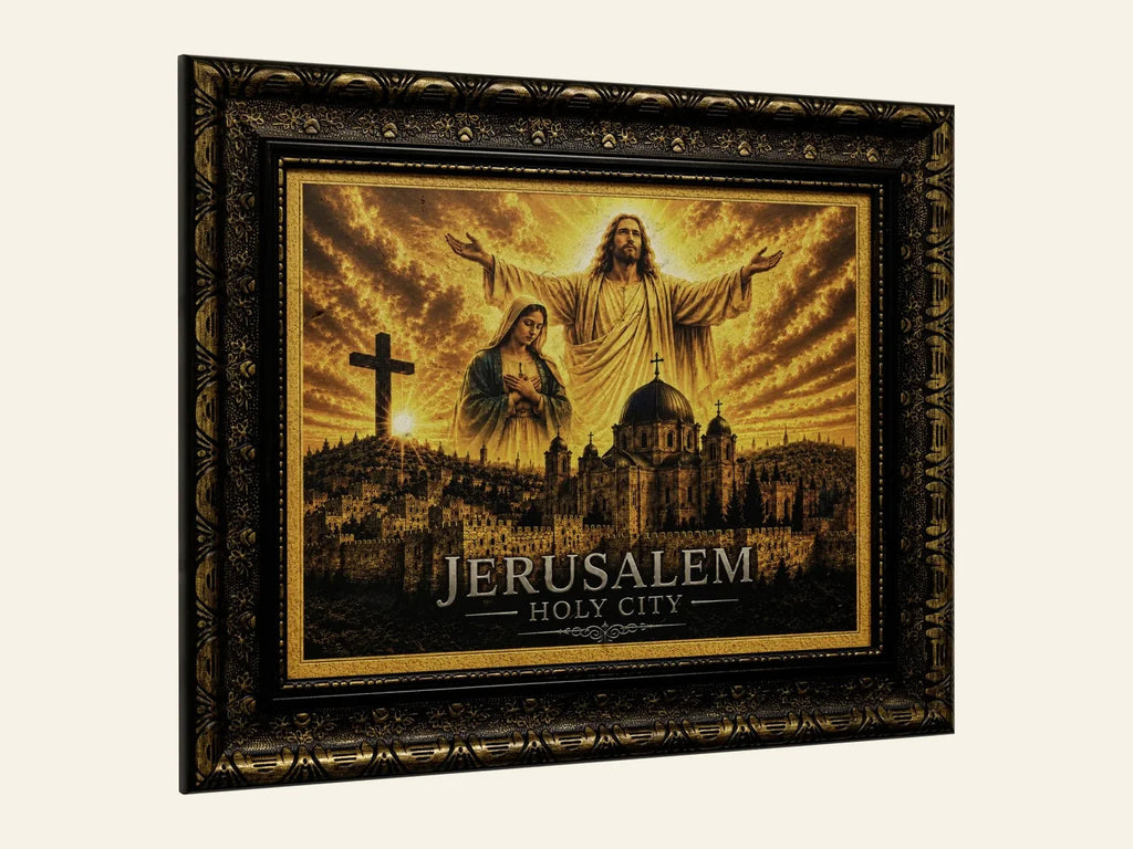 Jesus, Mary   Cross – Jerusalem Holy City - side view