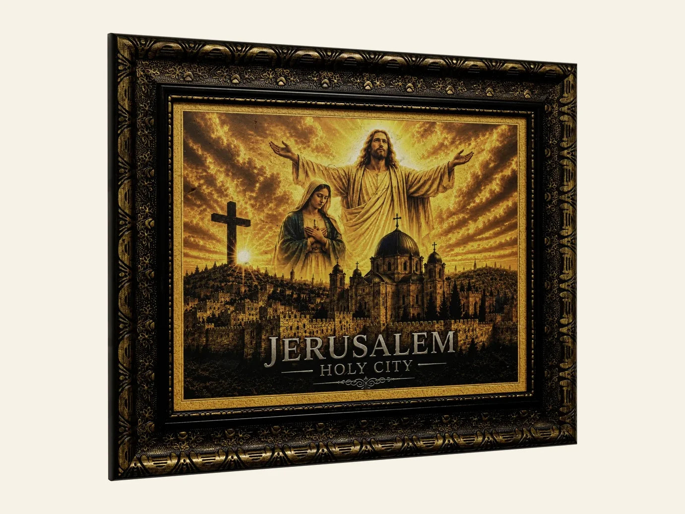 Jesus, Mary   Cross – Jerusalem Holy City - side view