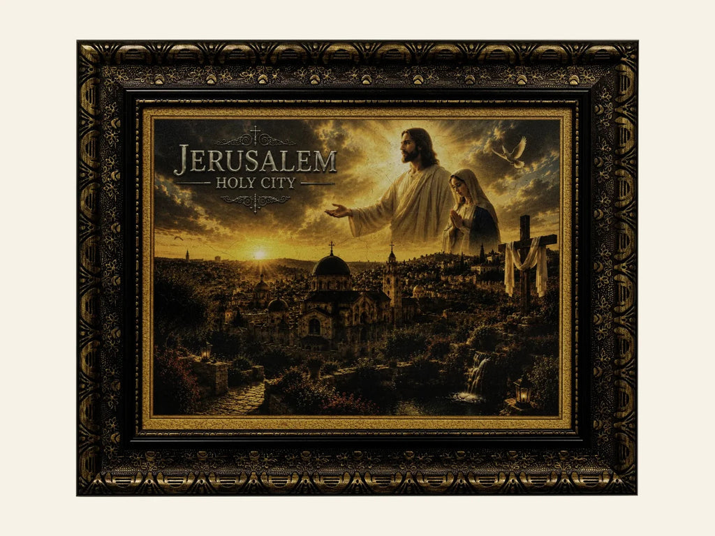 Jerusalem Holy City – Jesus   Mary Wall Art - framed Jerusalem stone wall art