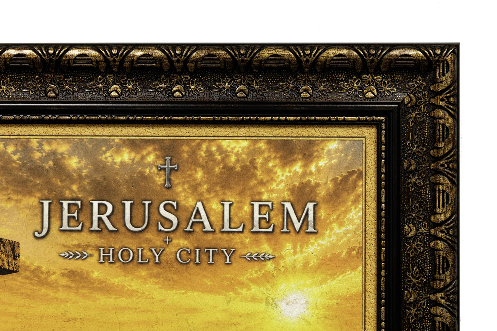 Jerusalem Holy City - Cross at Sunset - frame detail