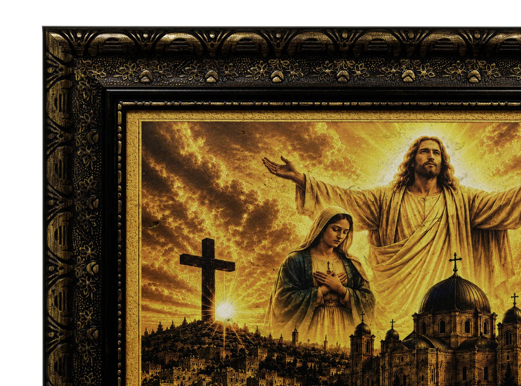 Jesus, Mary   Cross – Jerusalem Holy City - frame detail