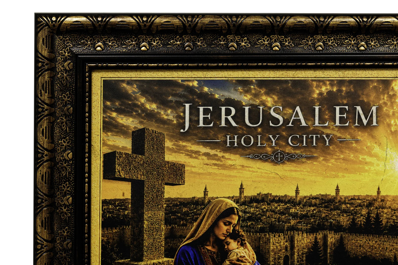 Mary   Child Jesus – Jerusalem Holy City - frame detail